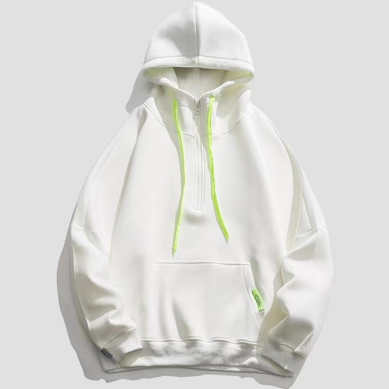 Hooded sweatshirt with green band